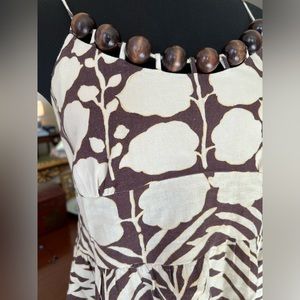 Jade by Melody Tam Linen Cotton Blend Top with wood beads at neckline